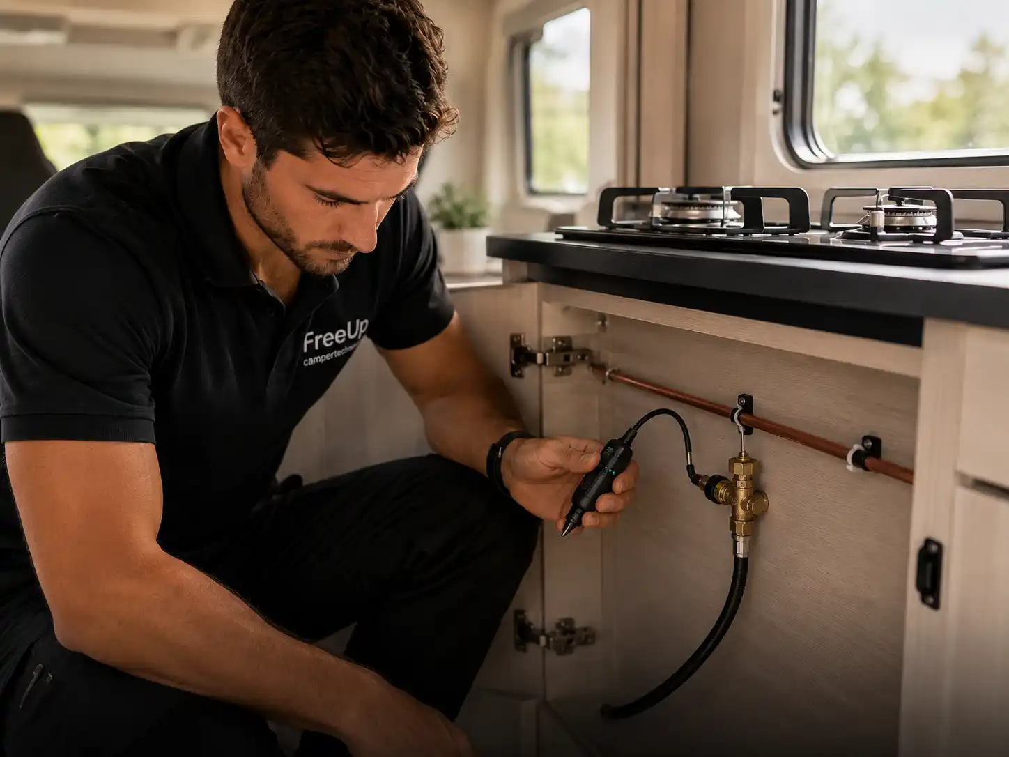 Technische controle van een gastoestel in een camper
